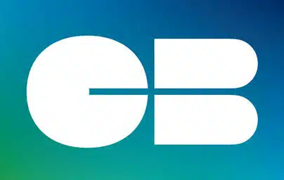 Logo blanc CB sur fond dégradé